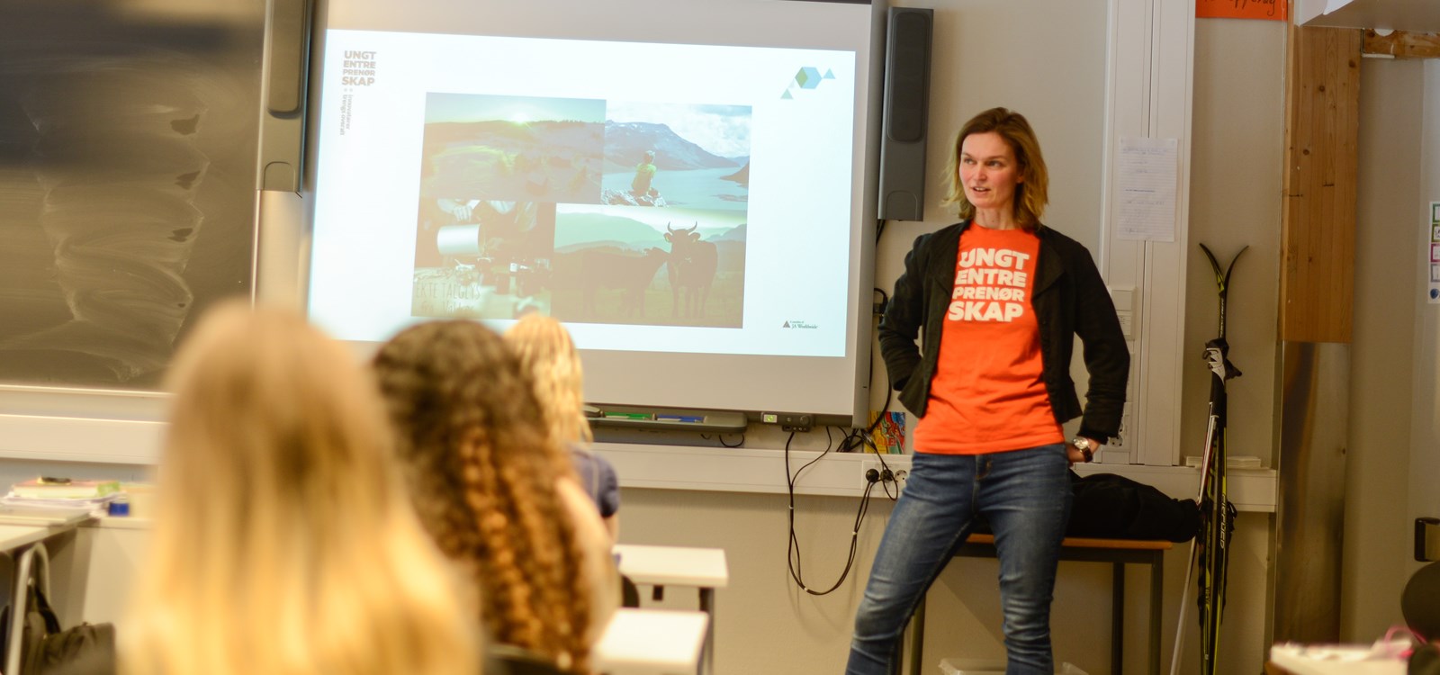 Inger Toril Holte Breien informerte om grovskissa for opplegget som representant fra Ungt Entreprenørskap Innlandet. 