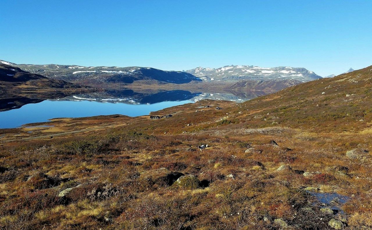 Tur- og rypeterreng rett frå hytta med utsyn over Tyin, Jotunheimen og Hurrungane.