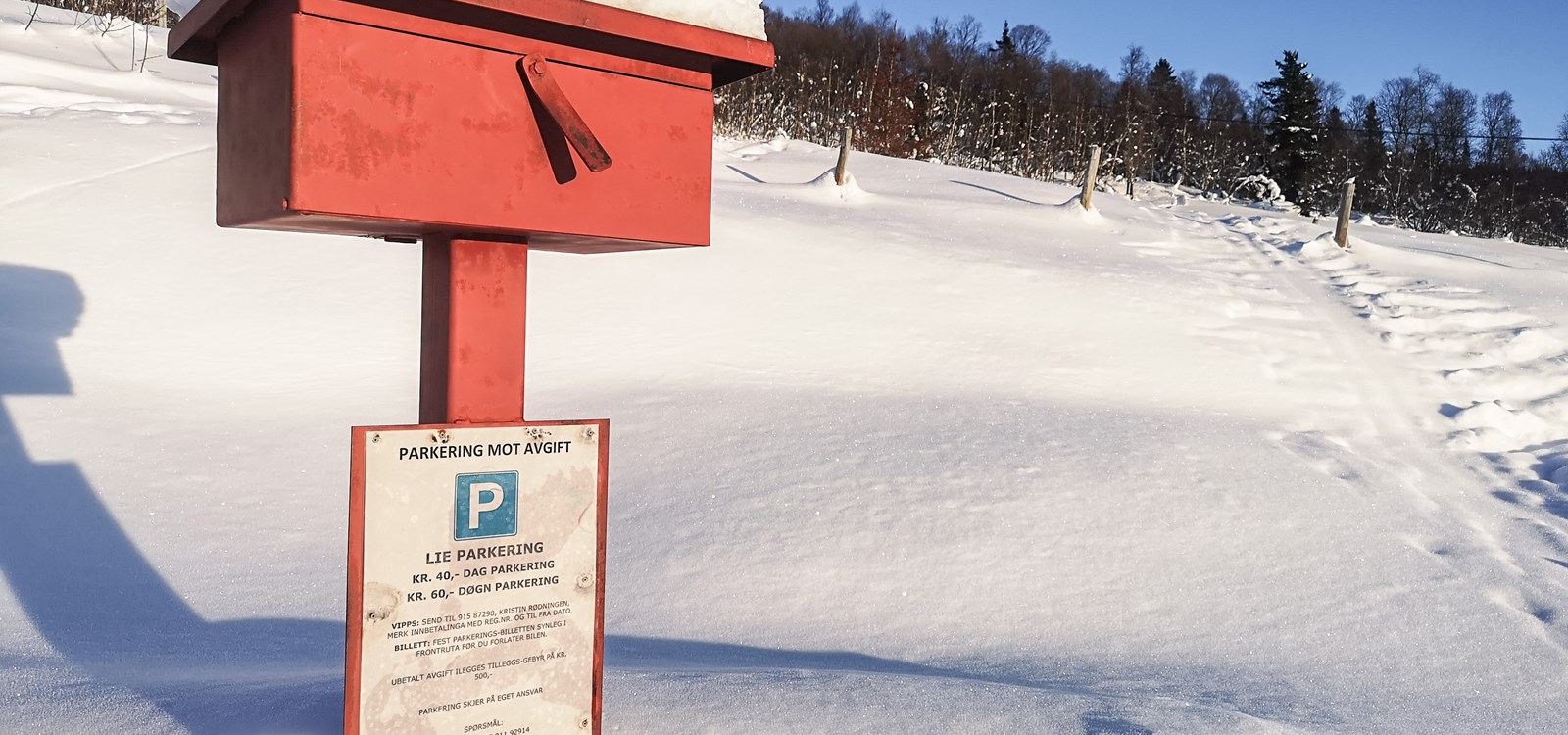 I Kjørlien er det enkelt å parkere, enkelt å betale og temmeleg flott å starte skituren.